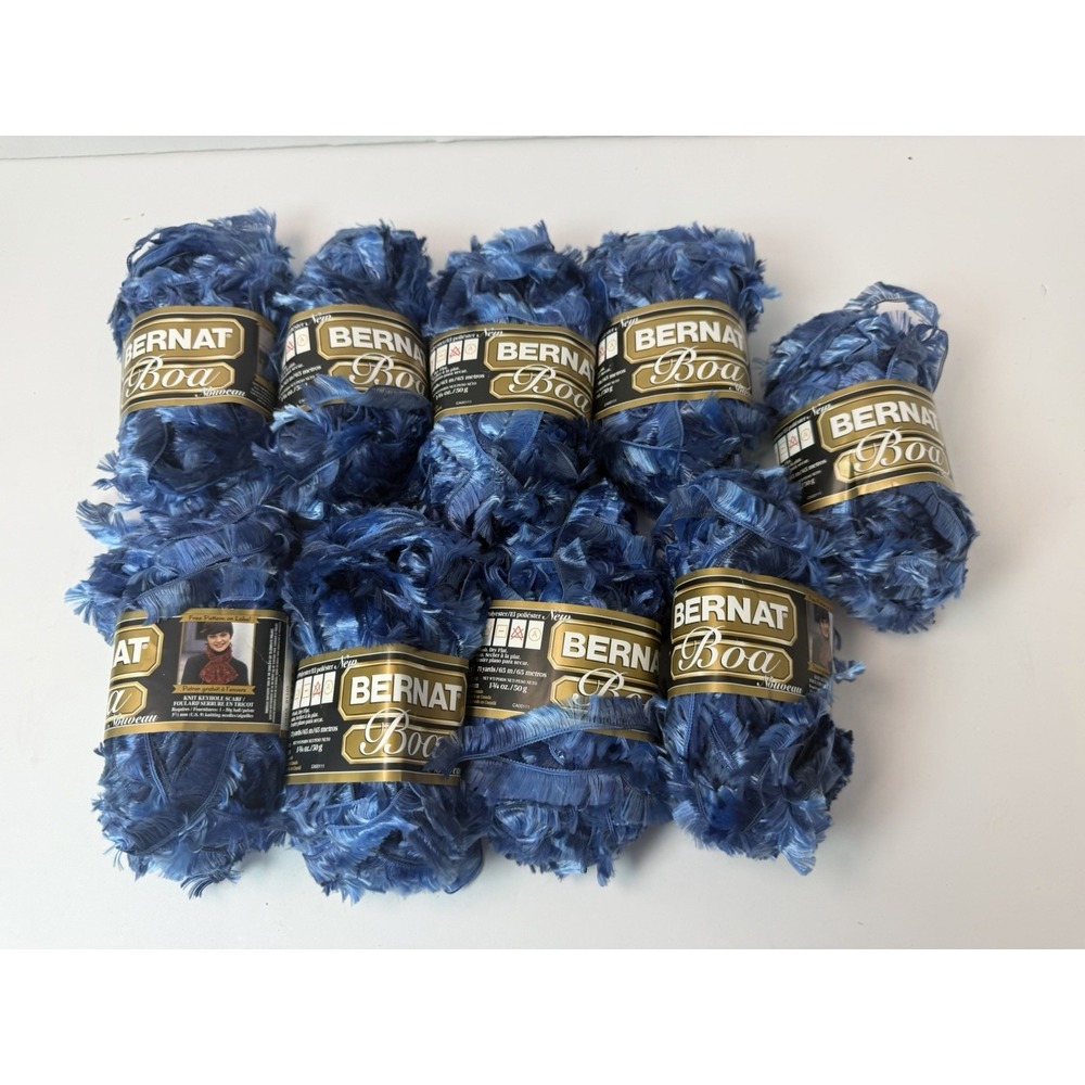 Bernat Boa Eyelash Yarn Blue Bird Lot Of 9 50g Each 71yds